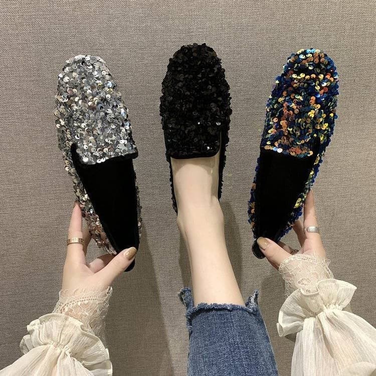 Flat Shallow Rhinestone Casual Loafer Shoes for Women, Student Trendy Bean Shoes, Autumn Versatile Women's Slip-Ons