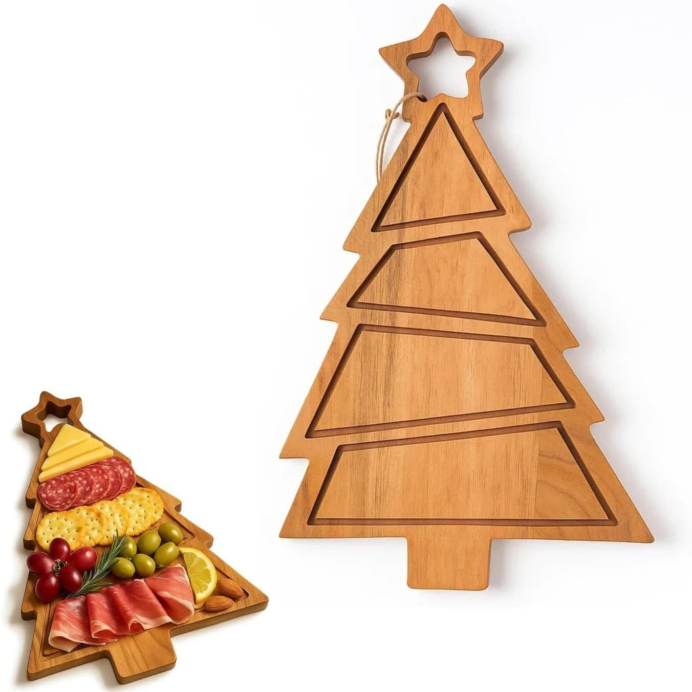 Desktop wooden Christmas tree tray living room wooden decorative snack plate home solid wood candy decoration plate