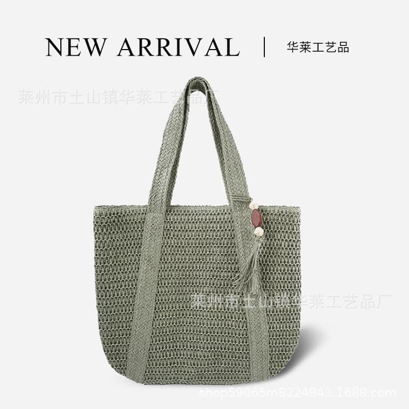 New Tote Bag Large Capacity Woven Bag Fashion Shoulder Bag Women Straw Bag Fringe Beach Bag Handbag