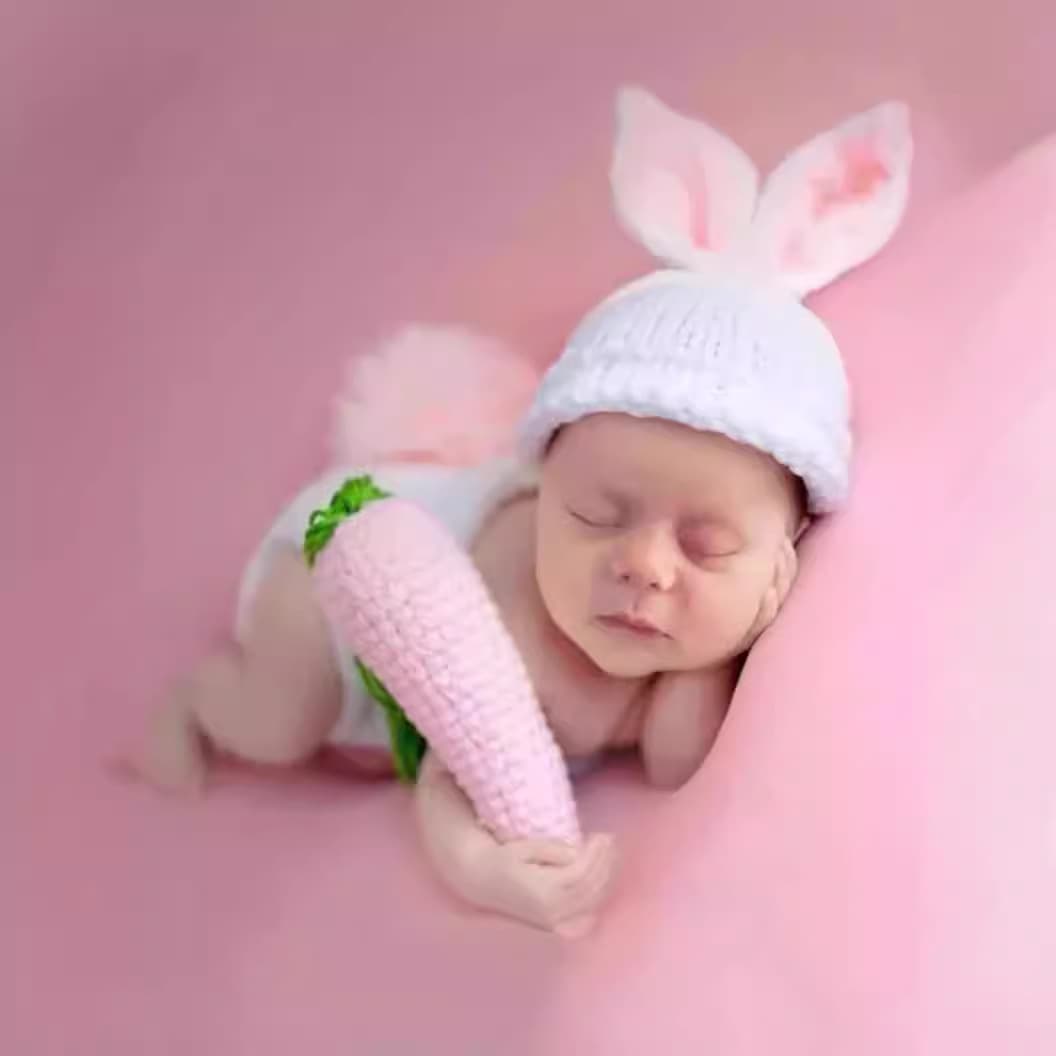 Wool hand-knitted photo studio baby photo clothing, Rabbit + Carrot children's photography clothing, newborn sweater