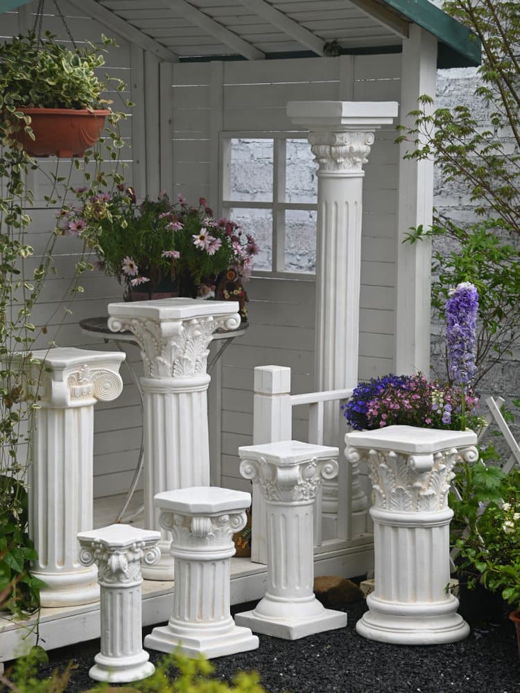 European Style Roman Column Flower Pot Decoration Wedding Props Pedestal Base Vintage Garden Courtyard Balcony Ornament