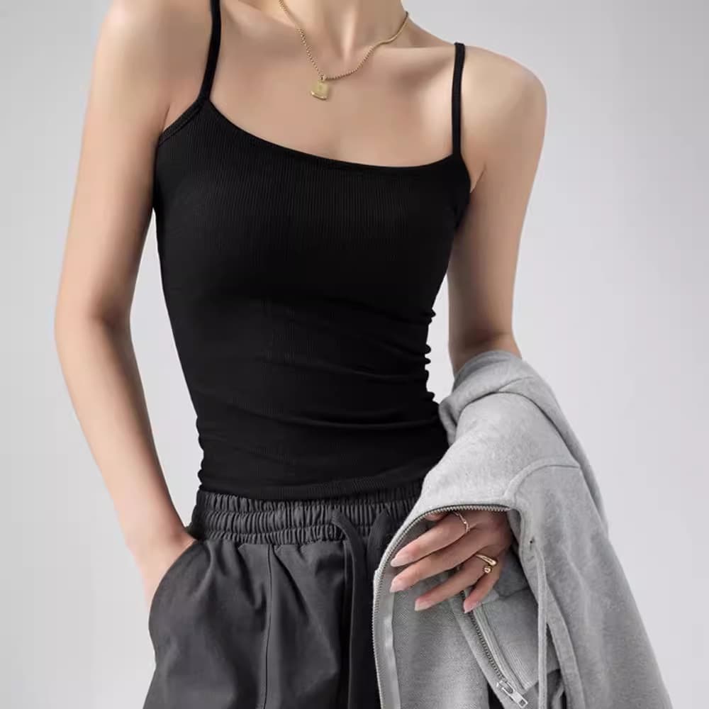 Women's summer thin white camisole, plus size, anti-exposure, ice silk ribbed cotton inner layer base top