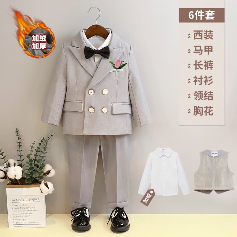 Children's Suit and Dress Spring Set Flower Boy Wedding Suit Baby First Birthday Suit Boy Performance Costume
