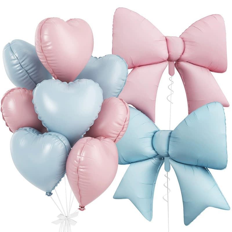New Bow and Heart Balloon Set for Birthday Decoration Cross-Border Wholesale Floating Balloons