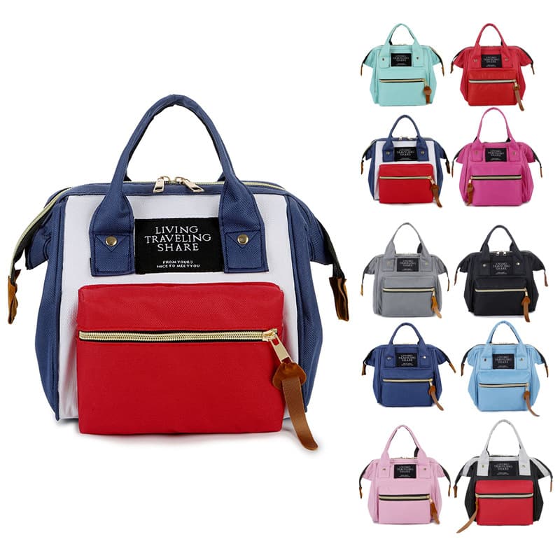 Compact Fashionable Color-Block Tote Bag with Zipper, Casual and Commute-Friendly Shoulder Strap