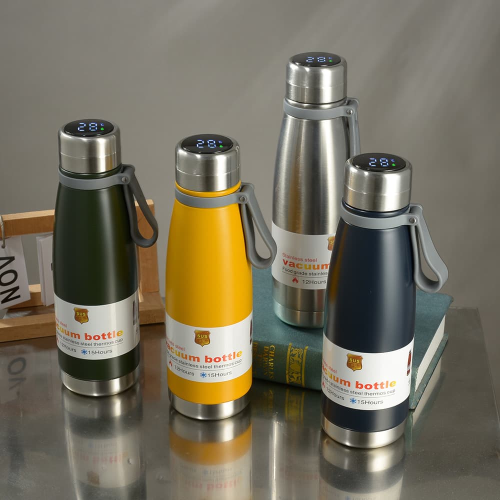 Intelligent temperature measurement Quan Gang Coke bottle outdoor large-capacity sports kettle tea water separation stainless steel thermos cup