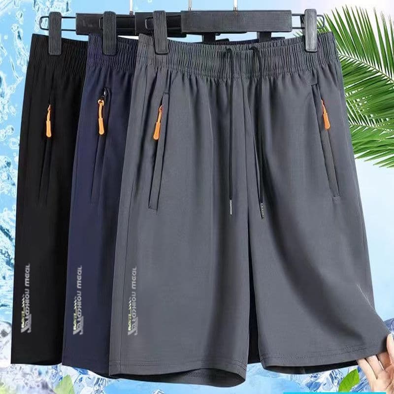 Ice Silk Men's Capri Pants Loose Plus Size New Middle-aged Father Shorts Summer Men's Bermuda Beach Shorts