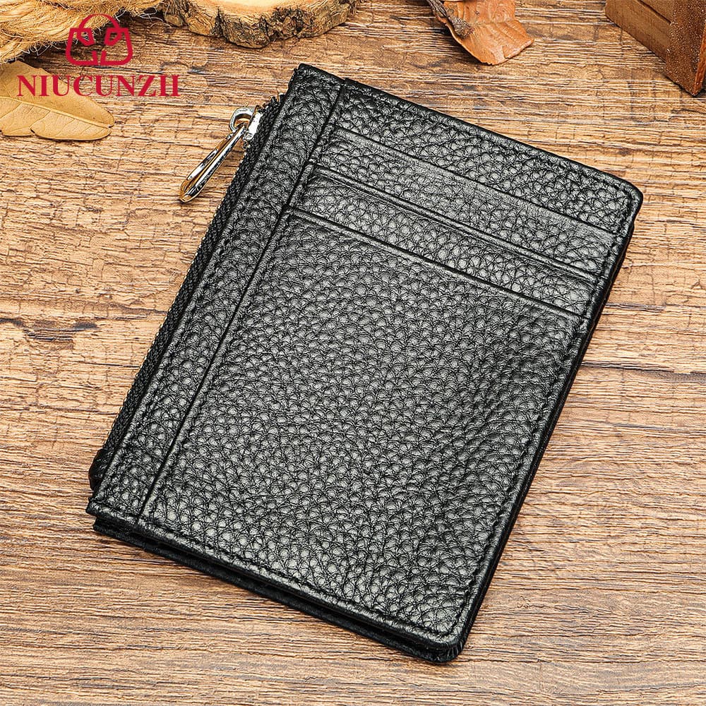 Ultra-Thin Mini Leather Wallet for Men Short Style Vertical Design Soft Top Layer Cowhide Vintage European American Style