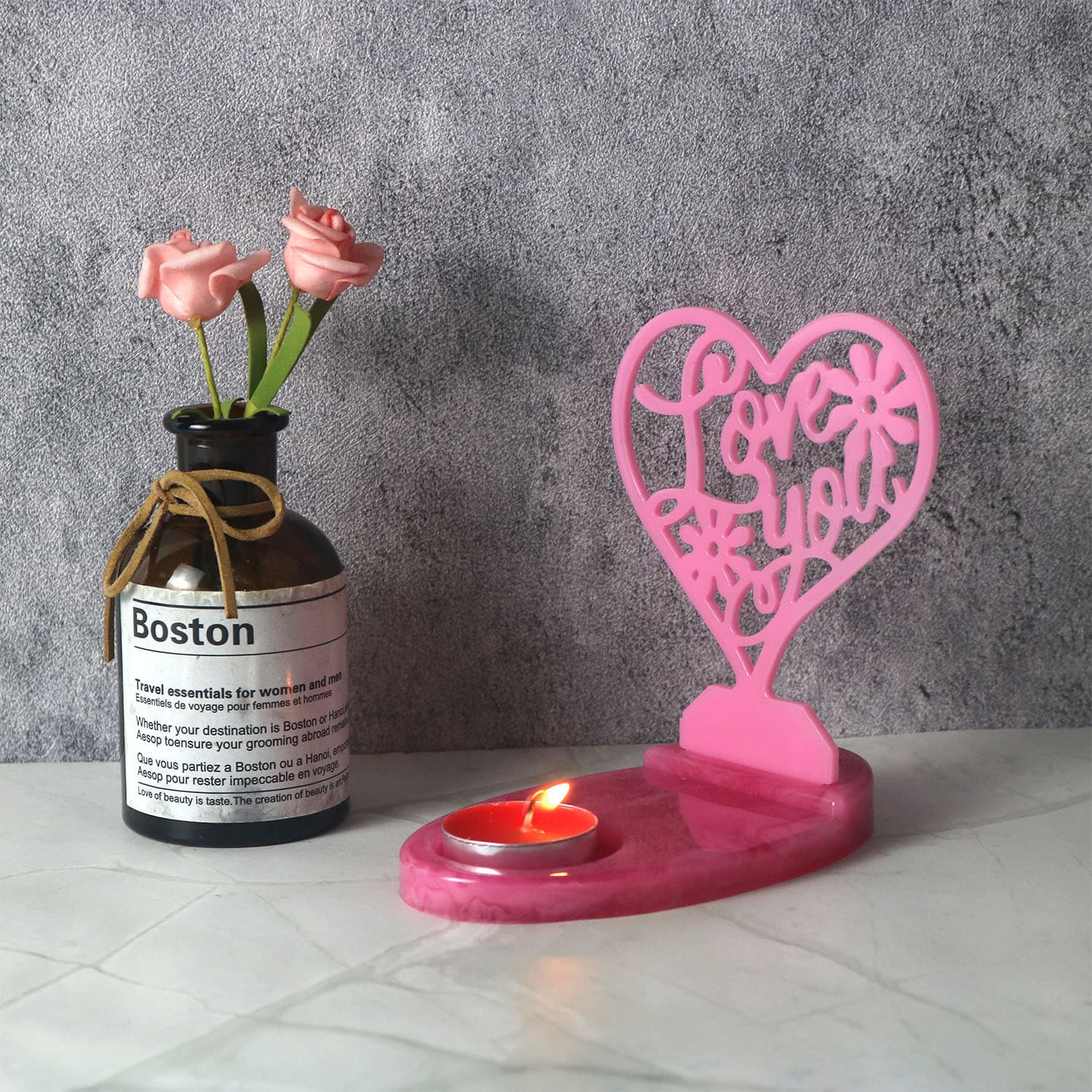 New DIY Epoxy Resin Mold Valentine's Day Candle Holder Decoration Silicone Mold Home Decoration Cross-Border Exclusive