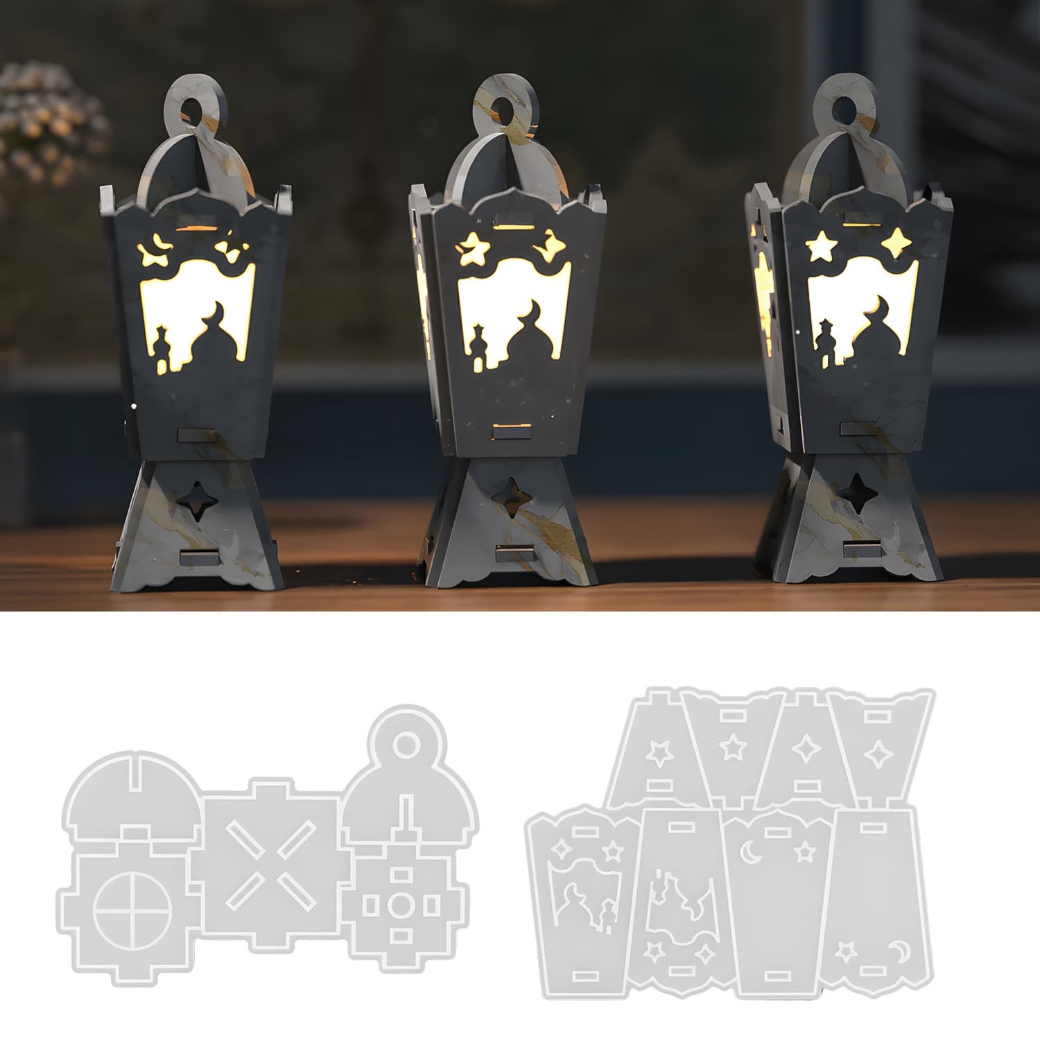 DIY Glue Mold Middle Eastern Splicing Aromatherapy Candle Candle Holder Plaster Lantern Ornaments Silicone Mold