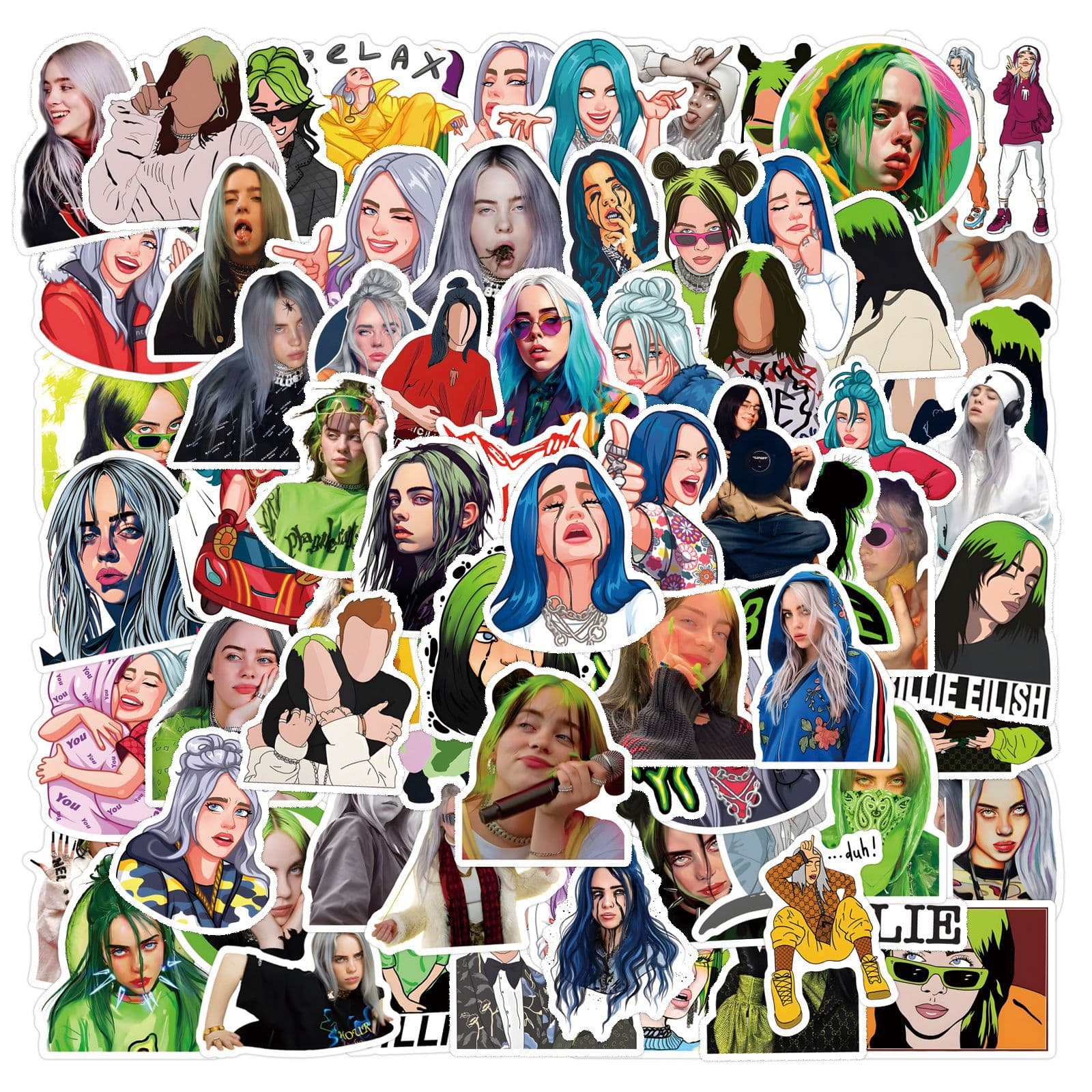 55-110 new Billie Eilish graffiti DIY stickers decorative skateboard waterproof stickers manufacturer wholesale