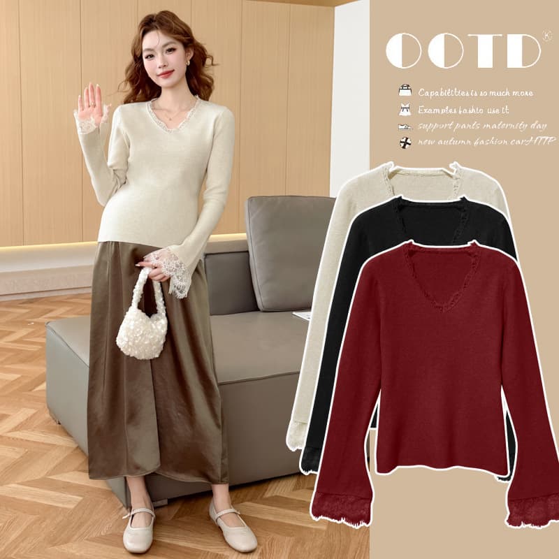 Maternity Wear 2025 Autumn/Winter New Hot Mom Design Thick Knit Maternity Base Layer Long Sleeve Versatile Inner Wear