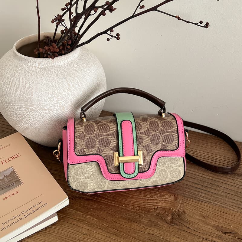 Printed clamshell crossbody bag 2026 new light luxury classic small square bag fashion versatile portable shoulder bag new women's bag