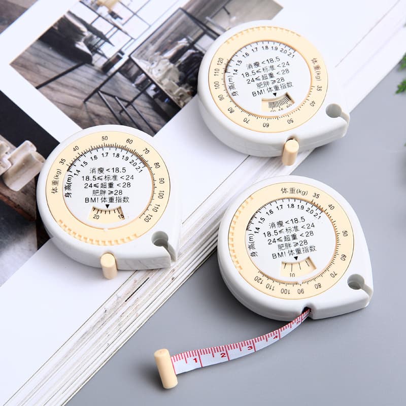 Water Drop Automatic Retractable Health Tape Measure, Portable Waist 3D Measuring Tape, BMI Mini 1.5M Double-Sided Soft Tape