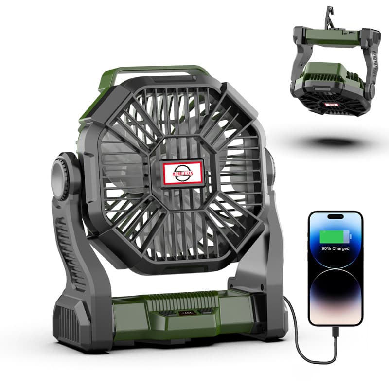 Camping Fan Battery Powered Portable Tent Fan with LED Hook