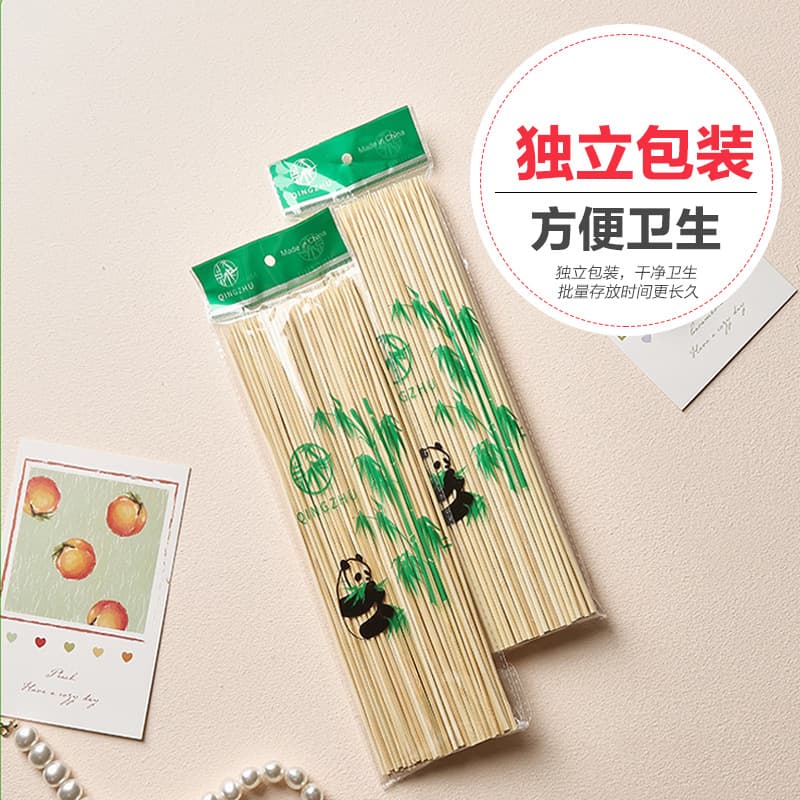 Cross-border disposable bamboo BBQ skewers for lamb skewers, small meatballs, bobochicken, commercial spicy hot pot, and sausage skewers