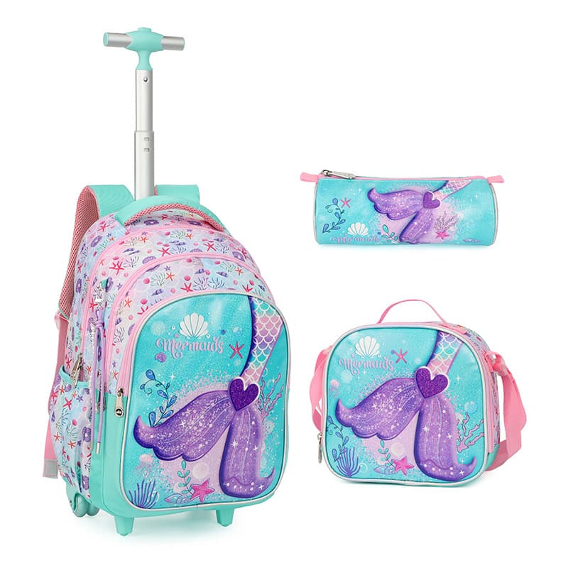 Fashion Kids Light Travel Backpack Student Backpack Cartoon Casual Backpack Trolley Backpack 3-Piece Set with Pencil Case