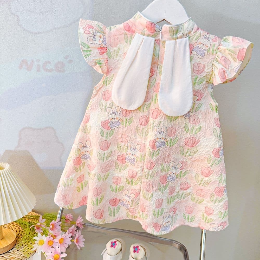 Girls dress, summer dress, new baby one-year-old dress, children's national style cheongsam dress, summer children's princess dress