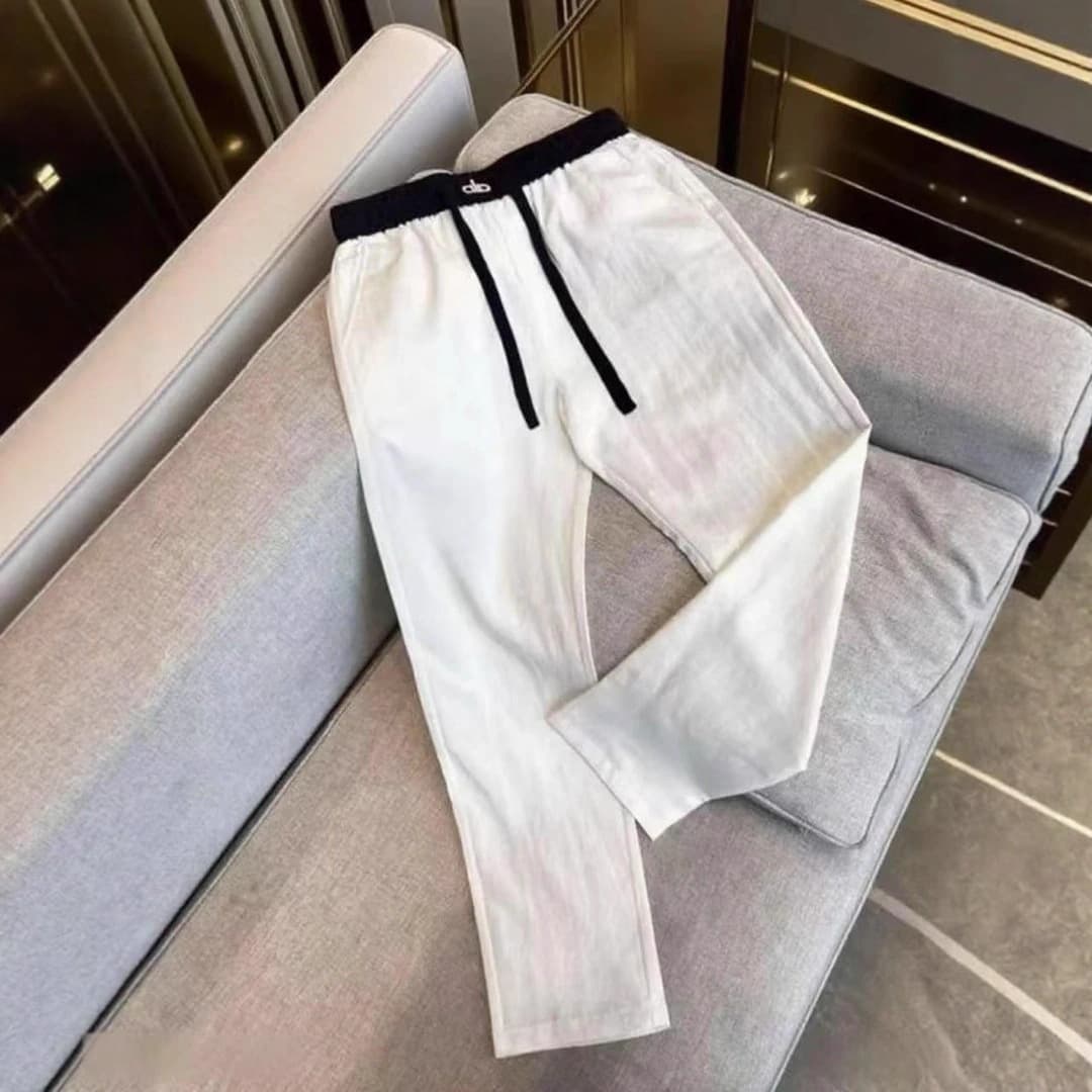Old Money Style Casual Pants for Men Summer Thin Straight Leg Men's Casual Pants Embroidered Light Luxury Loose Sports Long Pants