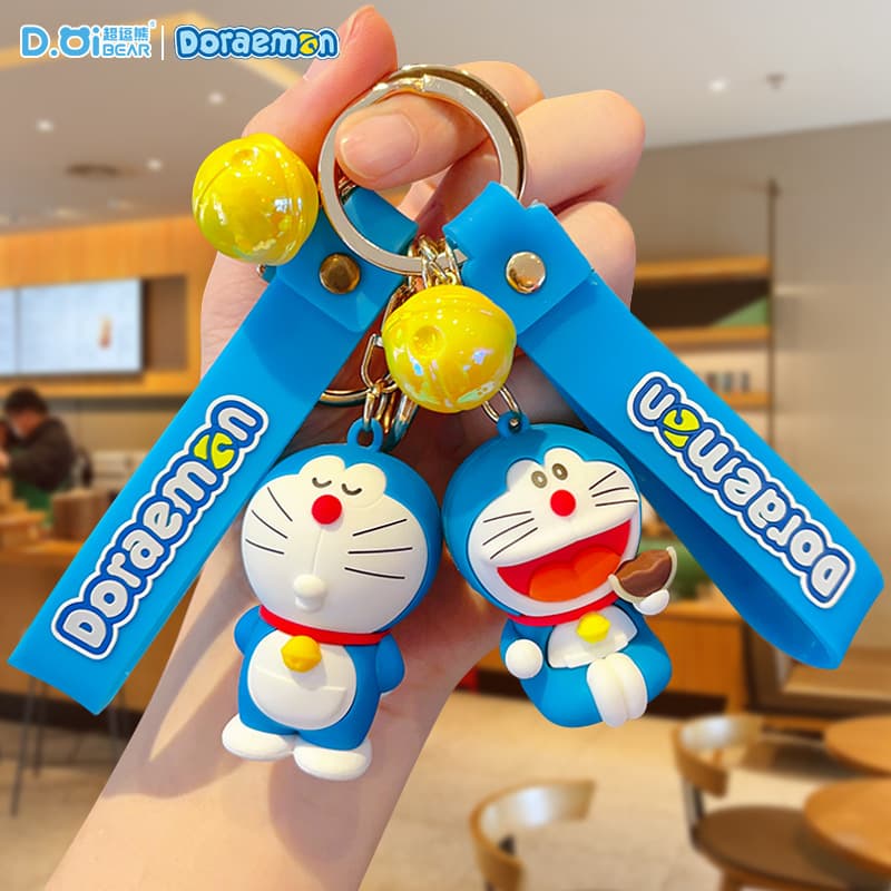 Official Doraemon Anime Merchandise Robot Cat Figurine Keychain Pendant Cartoon Backpack Charm Car Key Chain