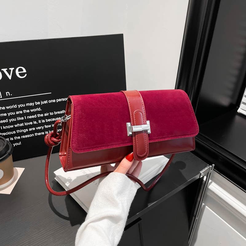 2025 Fashion Minimalist Frosted Solid Color Versatile Shoulder Bag for Women, Commuter Niche Design Baguette Bag, Underarm Bag