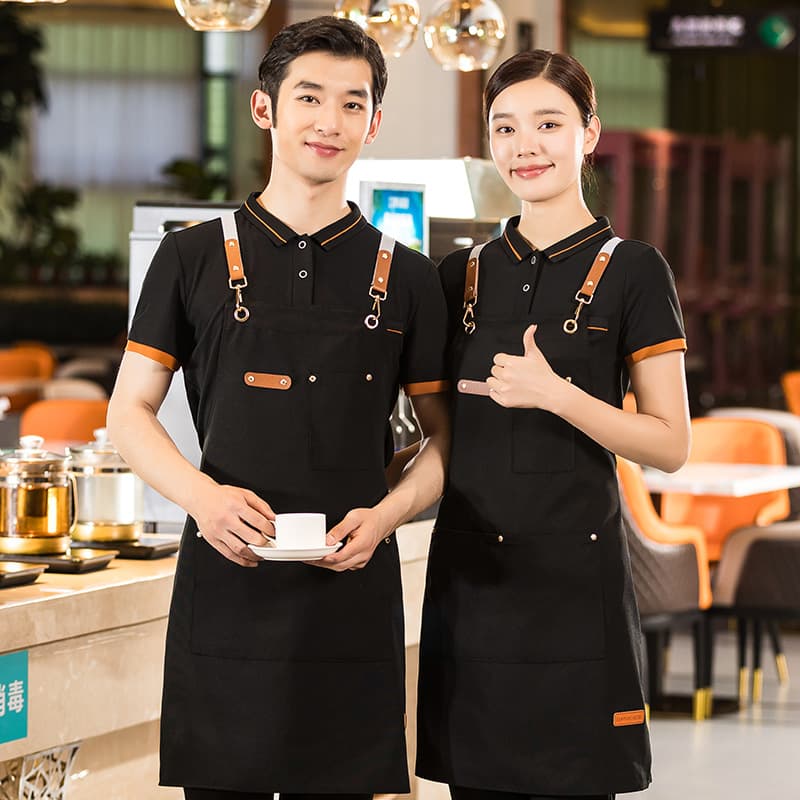 Apron Black for Male Chefs Hotel Restaurant Cafe Work Apron for Waitresses Kitchen Full Body