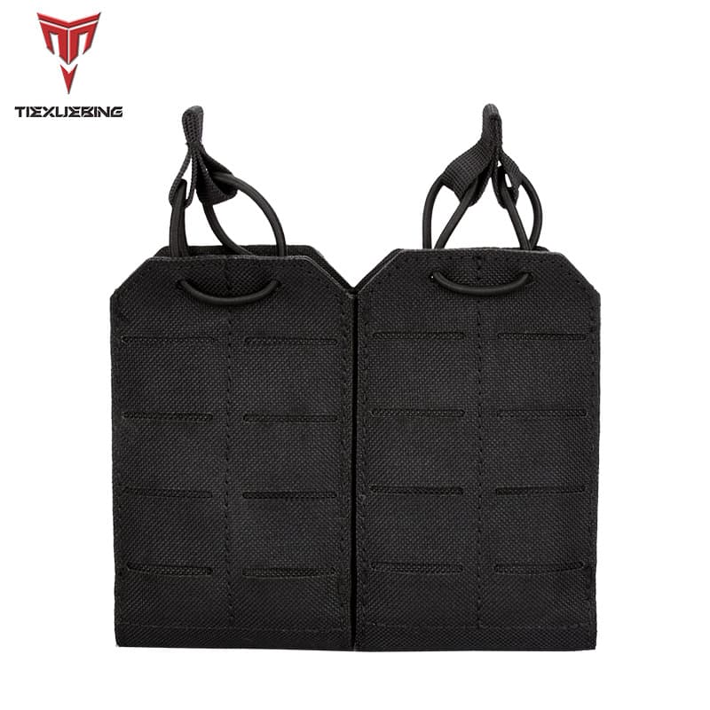 Outdoor Camouflage Tactical Accessory Pouch Military Fan Quick-Release Magazine Holster MOLLE Laser-Cut Double 5.56 Magazine Pouch