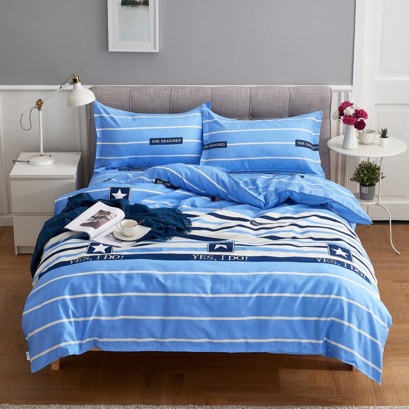 Bedding brushed four-piece set single double student dormitory bed sheet quilt cover pillowcase set home bedroom
