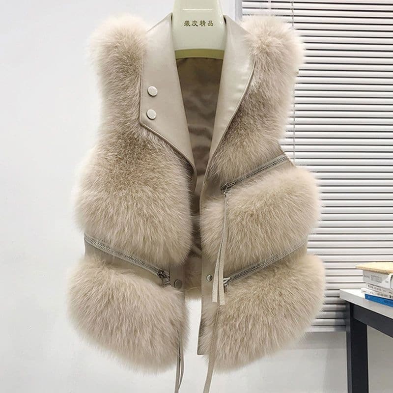 Fur vest women's short coat slim fashion young style versatile winter 2023 splicing imitation fox fur winter