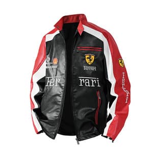 F1 Racing Jacket PU Leather Vintage Autumn Winter Unisex American Motorcycle Embroidered Racing Jacket