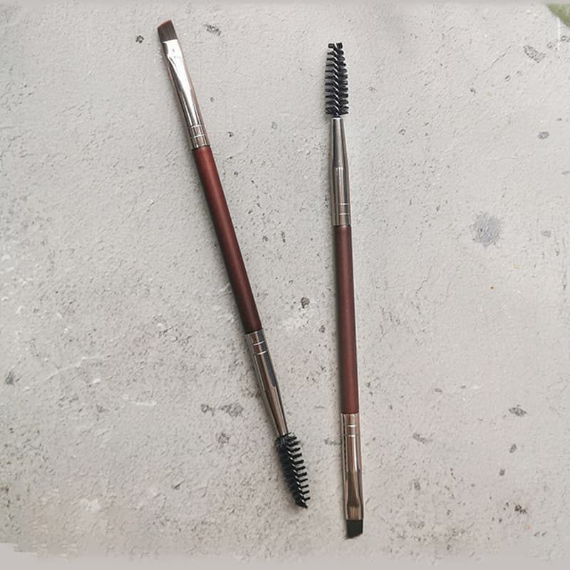 Single-Pack Dual-Ended Makeup Brush Set: Precision Brow Brush, Spoolie, Concealer Brush, and Mascara Brush - Portable Beauty Tool for Cross-Border Sales