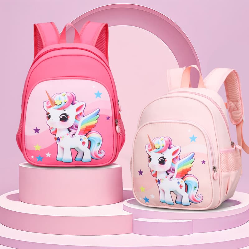 Kids Cartoon 3D Preschool Backpack for Girls, Unicorn Mermaid Design, Cute Lightweight Spine-Protecting School Bag