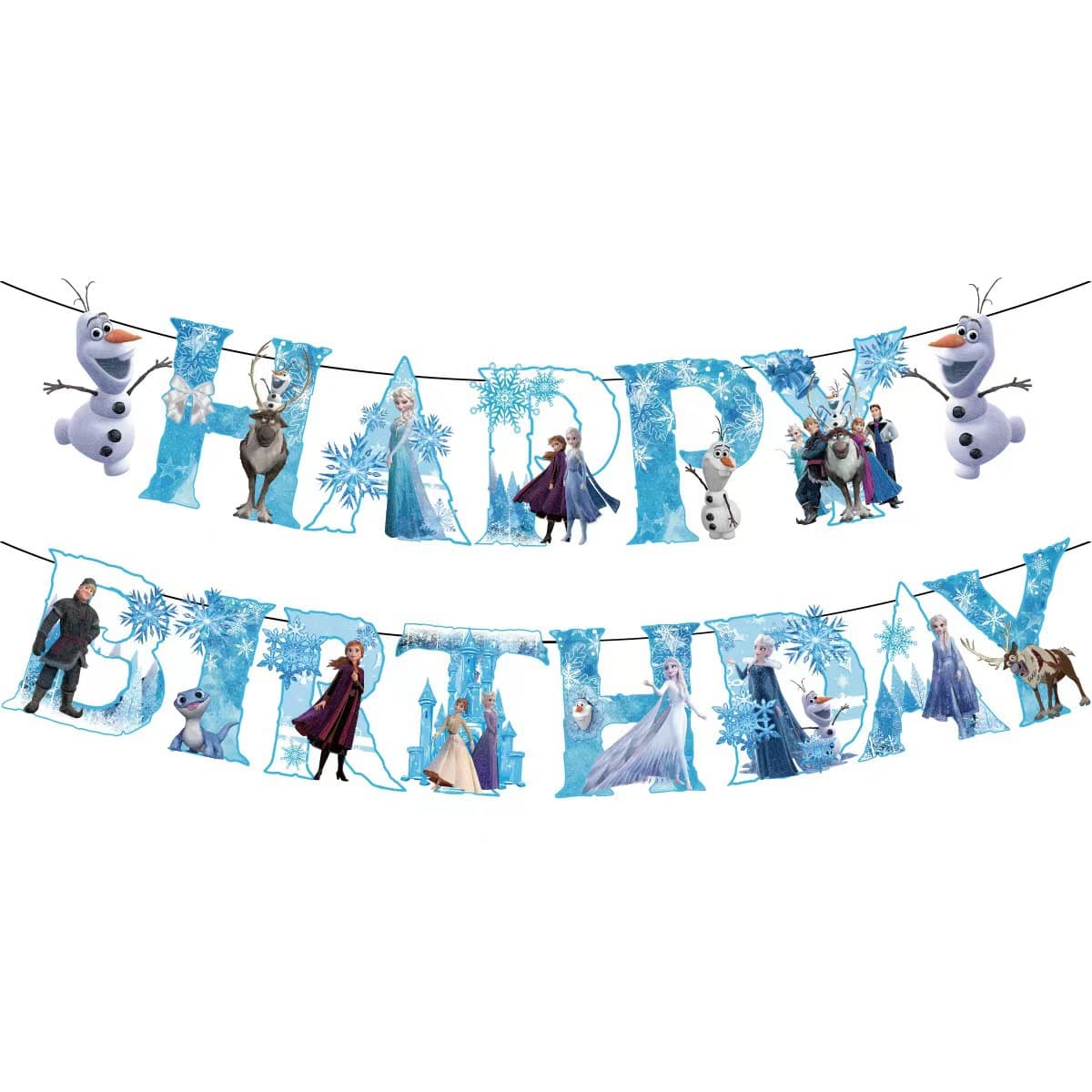 Frozen Theme Birthday Party Elsa and Anna Princess Paper Bunting Banner Birthday Party Decoration Supplies