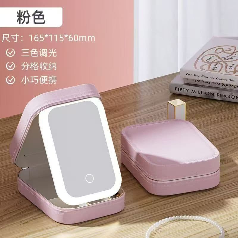Hot Selling Cosmetic Bag with Large Capacity LED Mirror Light, Portable Travel Makeup Organizer with Compartments and Layers