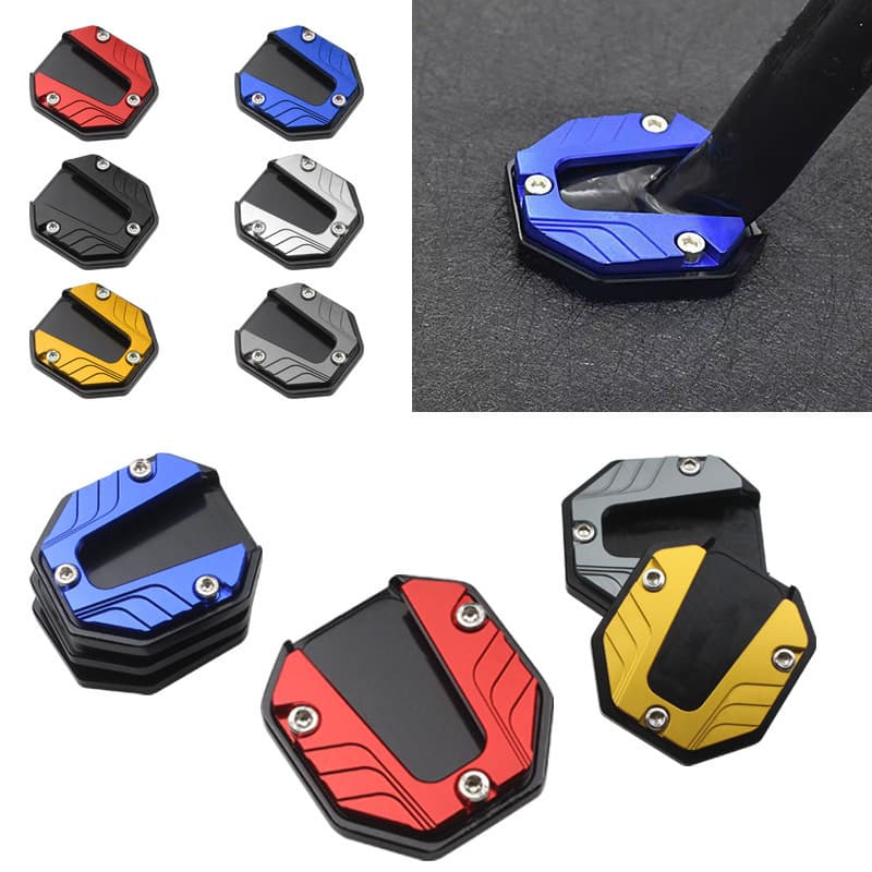 Motorcycle Electric Vehicle Modification Accessories Foot Stand Plate, Motorcycle Enlarged Auxiliary Side Kick Block Foot Pad Anti-Slip Side Stand Pad