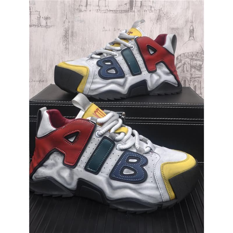 Men's Shoes 2025 Spring New Retro Vintage Dad Shoes Men's Trendy Thick Sole Height-Increasing Casual Sneakers Color-Rubbed