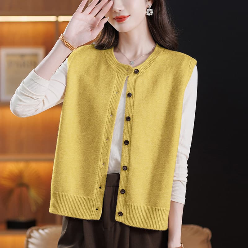 Women's Knit Vest Jacket 2026 New Spring Autumn Outerwear Cardigan Loose Slimming Plus Size Vest