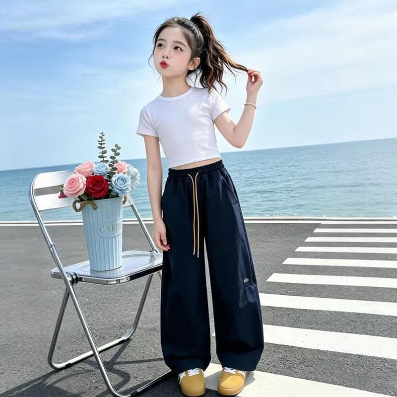 Quick-drying wide-leg pants girls' pants 2026 summer new style girls casual sports pants children's summer anti-mosquito pants