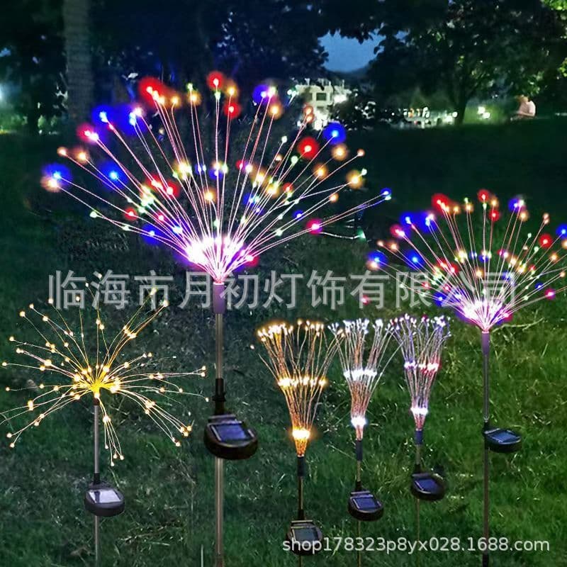 New Year Decoration LED Solar Firework Lights, Cross-border Christmas Atmosphere Starry Sky Outdoor Festival Romantic Decor