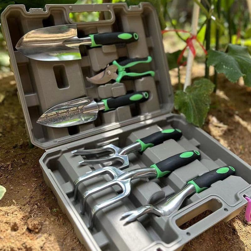 Gardening and flower planting household tool kit bag box containing shovel, potted plants, flower growing alloy, vegetable planting, pruning shears, and saw
