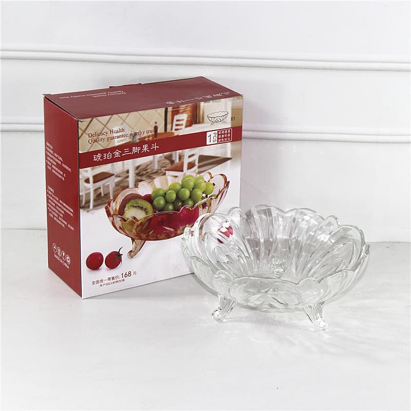 High-Aesthetic Glass Triangular Fruit Plate Household Transparent Melon Fruit Snack Storage Fruit Basket Large Capacity Thickened Candy Plate