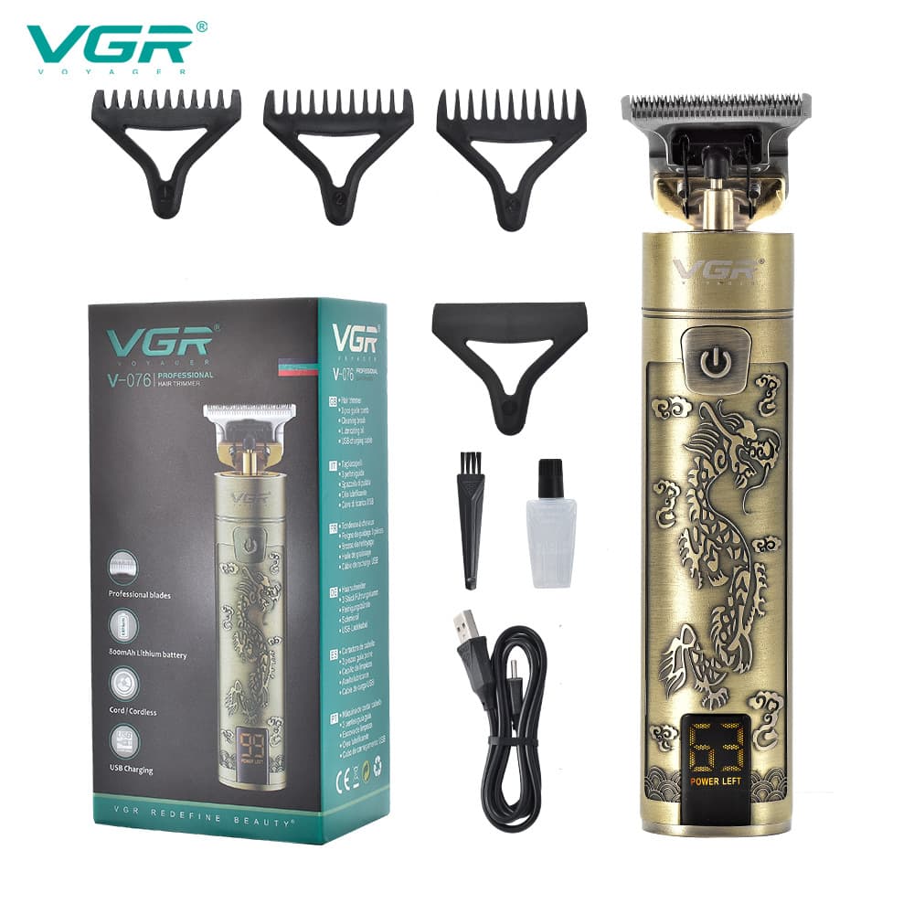VGR076 Cross-border Digital Display Hair Clipper USB Rechargeable Hair Trimmer Electric Shaver Hair Cutting Clipper for Men