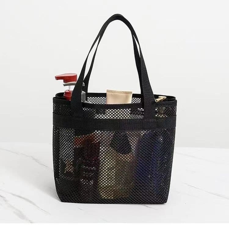 Portable Mesh Beach Bag Shower Swimming Mesh Bag Large Capacity Breathable Drainage Portable Storage Bag Travel Bag