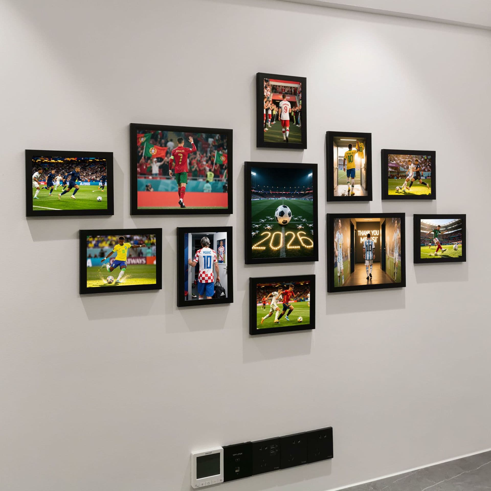 Football Stadium Theme Photo Frame Wall, Famous Star Poster Wall Art for Fans Bedroom Bar Wall Decoration