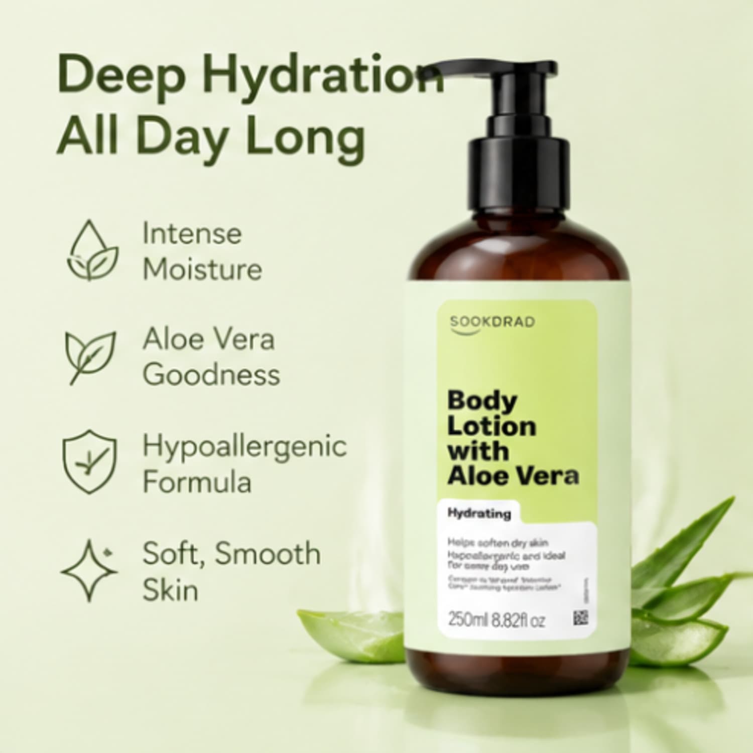 Cross-border aloe vera body lotion, nourishing, moisturizing, repairing, improving dryness, daily skin care, suitable for TEMU Amazon foreign trade