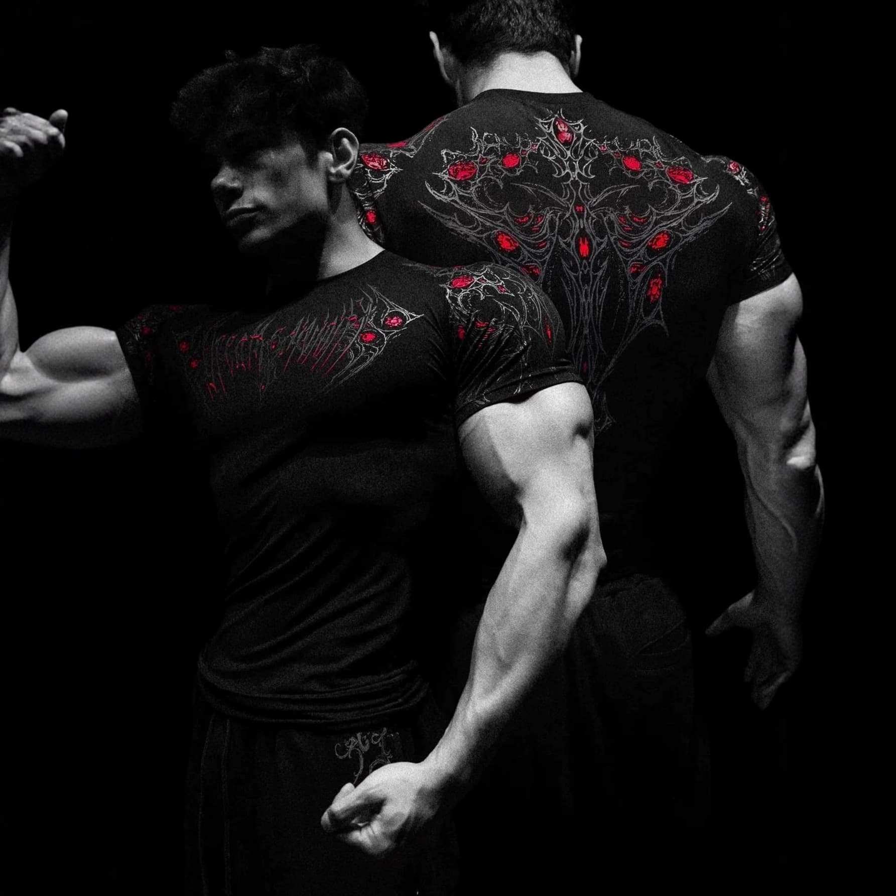 Breathedivinity American men's T-shirt sports fitness quick-drying breathable elastic compression clothing short-sleeved round neck
