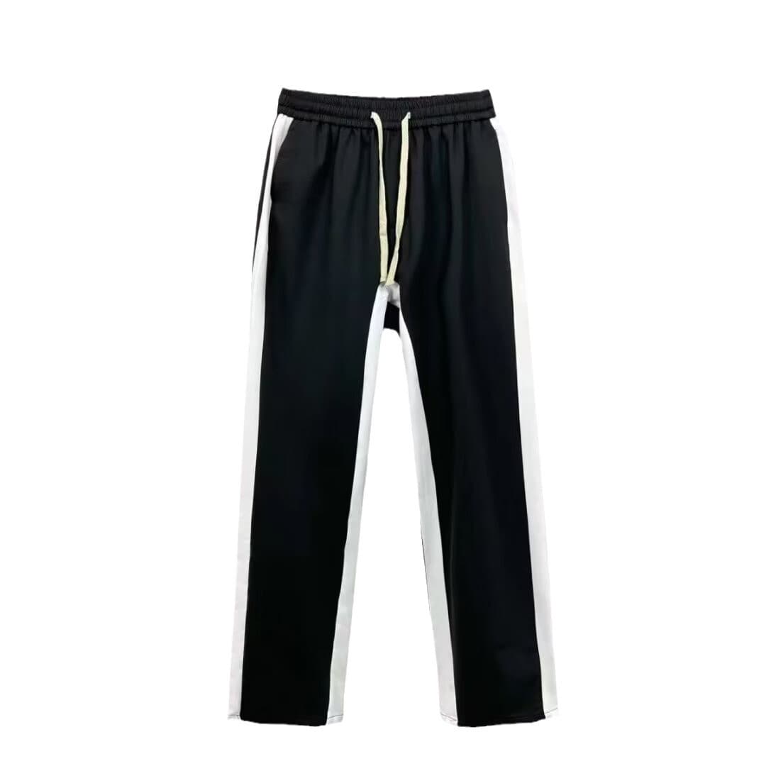 2024 Spring/Autumn Casual Sports Pants for Men Straight Leg 9/10 Length Loose Fit Color Block Hong Kong Style Student Korean Fashion Trousers