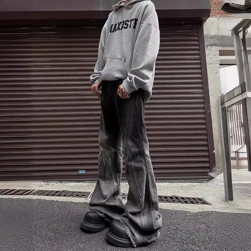 High Waist Slimming Bell Bottom Jeans Men Women Lightly Torn Micro Flared Denim Pants Spring Autumn New Style Drapey Bell Leggin