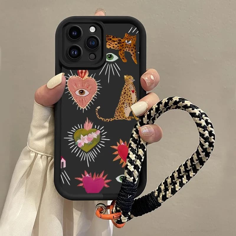 Suitable for Samsung A15/A55 love eyes S24Ultra/S26 mobile phone case S22 anti-fall A05/A06h hand strap