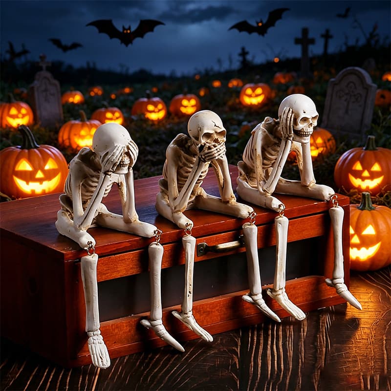 Cross-border Halloween decorations, skull resin ornaments, ghost festival atmosphere, skeleton crafts, skull frame decoration props